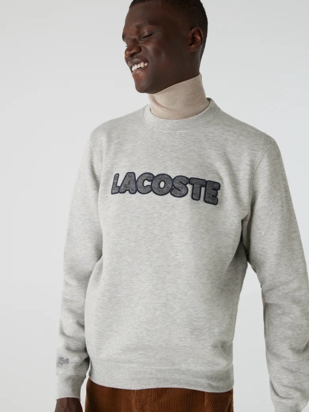 Lacoste Light Gray Logo Crewneck Sweatshirt